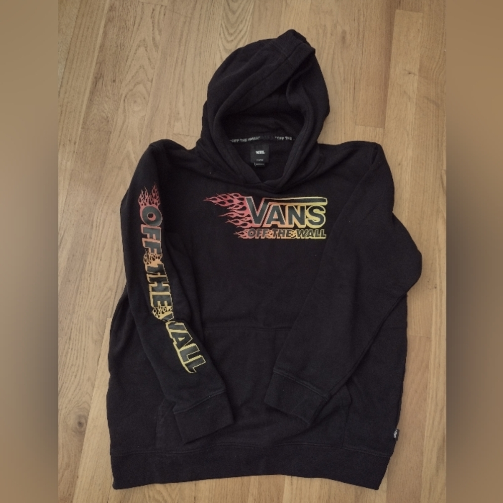 Vans Black Hoodie with Flame Graphics